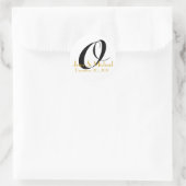 結婚の名前と日付モノグラムのステッカー金ゴールド ラウンドシール (バッグ)