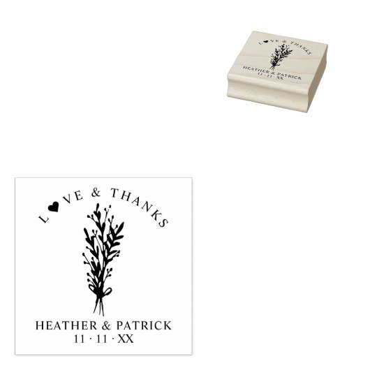 結婚の名前と日付hicTrendy植物枝 ラバースタンプ (押印)