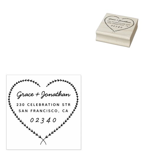 結婚の名前ハートリース差出人住所 ラバースタンプ (押印)