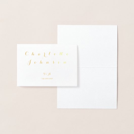 結婚の名前ミニマル配置メニュー選択実在金ゴールド 箔カード (ディスプレー)