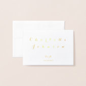 結婚の名前ミニマル配置メニュー選択実在金ゴールド 箔カード (封筒付き正面)