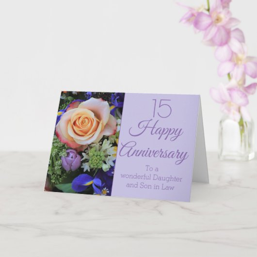 結婚の周年記念バラを完全にカスタマイズ カード (蘭)