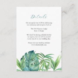 結婚の囲い気に型のトロピカル葉パーム エンクロージャーカード