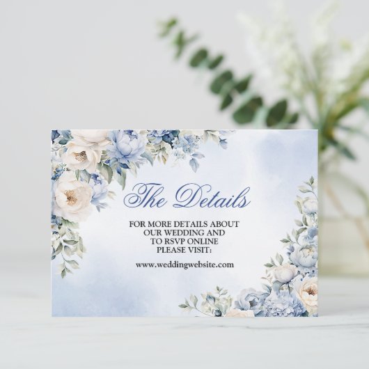結婚の埃っぽい青い水色のアイボリーの花離れの エンクロージャーカード (スタンド正面)