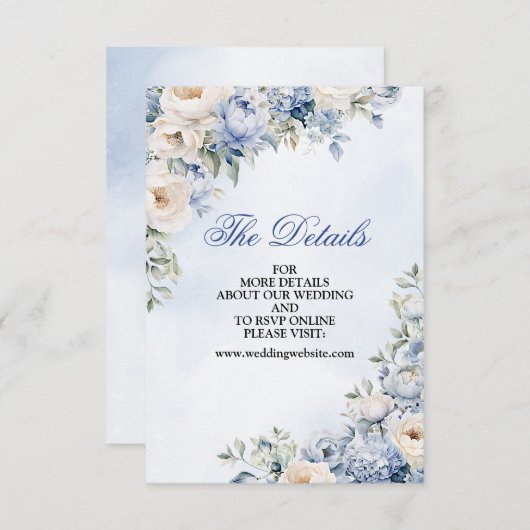 結婚の埃っぽい青い水色のアイボリーの花離れの エンクロージャーカード (正面/裏面)