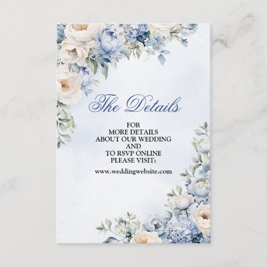 結婚の埃っぽい青い水色のアイボリーの花離れの エンクロージャーカード (正面)
