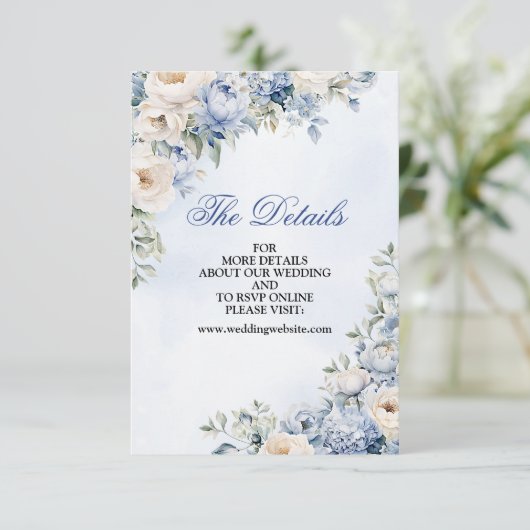 結婚の埃っぽい青い水色のアイボリーの花離れの エンクロージャーカード (スタンド正面)
