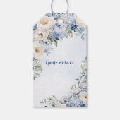 結婚の埃っぽい青い水色のアイボリーの花離れの ギフトタグ (正面)