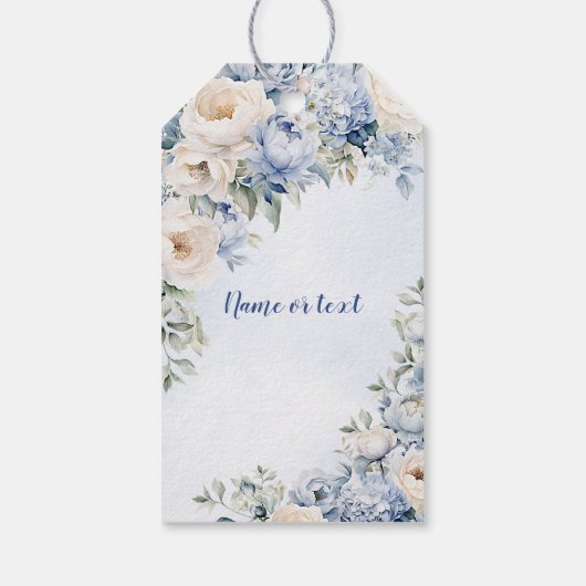 結婚の埃っぽい青い水色のアイボリーの花離れの ギフトタグ (裏面)