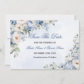 結婚の埃っぽい青い水色のアイボリーの花離れの セーブザデート (正面)