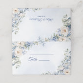 結婚の埃っぽい青い水色のアイボリーの花離れの プレイスカード (外部開封)