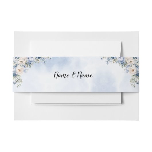 結婚の埃っぽい青い水色のアイボリーの花離れの 招待状ベリーバンド (正面例)