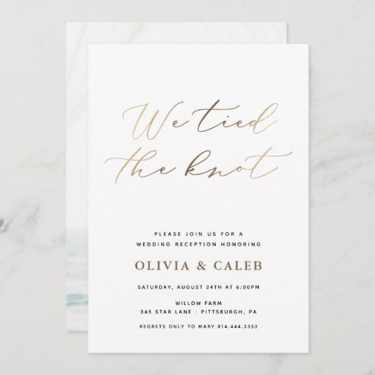 結婚の報告と挙式の招待状（こっそり結婚式） 招待状 (正面/裏面)