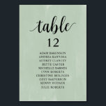 結婚の夕食緑色表 テーブルナンバー<br><div class="desc">のディナ結婚ーゲスト座席表チャートカード、緑の水モダン色のテーマ。文字カスタマイズや削除し、あなたの結婚式のパーティーをテーマに記入。</div>