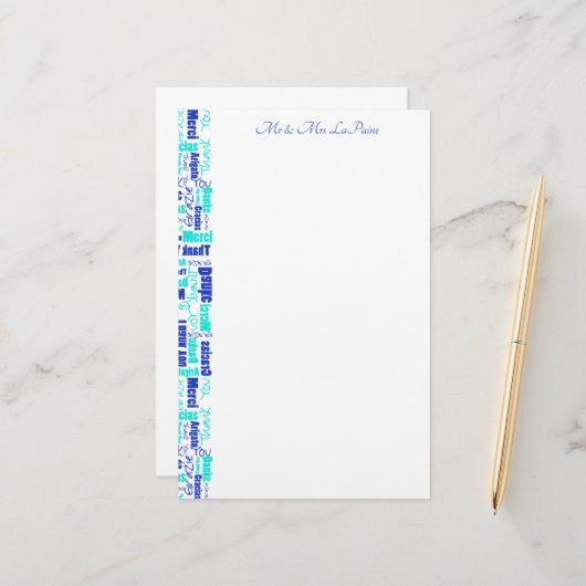 結婚の多言語タイポグラフィ縁ど 便箋 (正面/裏面インサイチュ)