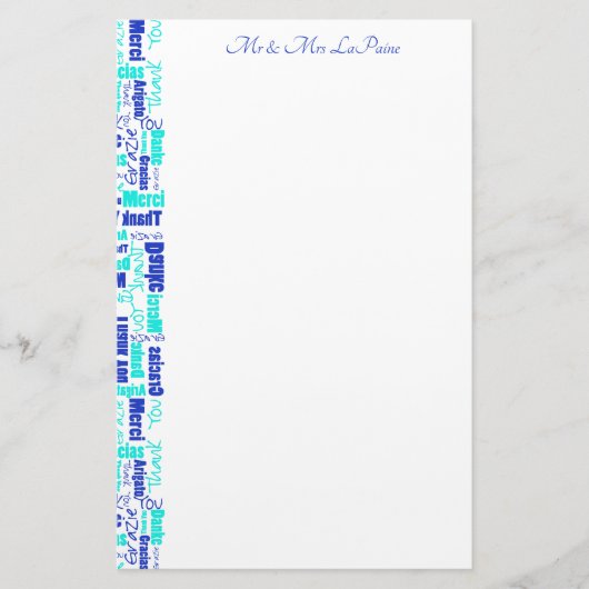 結婚の多言語タイポグラフィ縁ど 便箋 (正面)