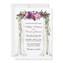 結婚の天蓋水彩紫フローラ