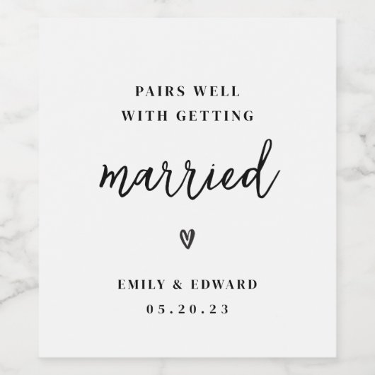 結婚の婚約と相性が結婚良い ワインラベル (シングルラベル)