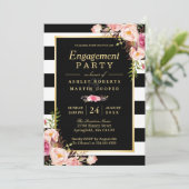 結婚の婚約パーティヴィンテージ金ゴールドフローラデコール 招待状 (スタンド正面)