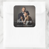 結婚の婚約記念写真感謝 スクエアシール (バッグ)