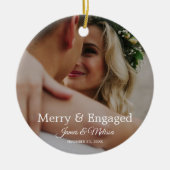結婚の婚約2写真かわいいモダンクリスマス セラミックオーナメント (正面)