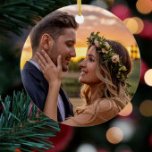 結婚の婚約2写真かわいいモダンクリスマス セラミックオーナメント