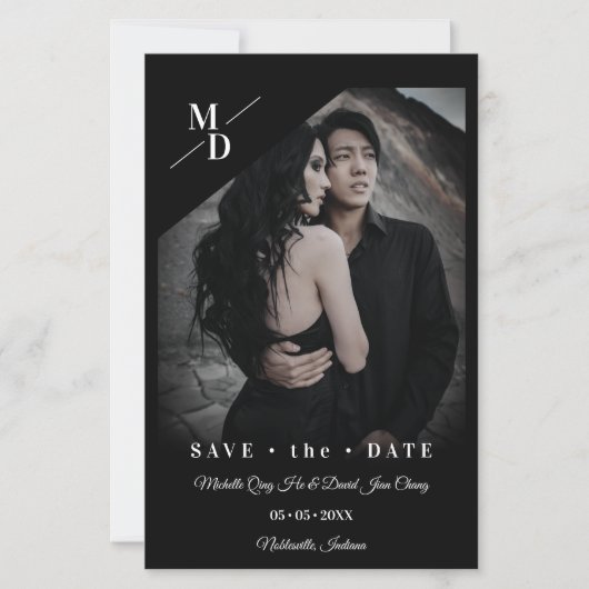 結婚の安い黒いシンプルミニマモダンリスト (正面)