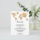 結婚の宛先ワールドマップ金ゴールドリムーバブルハート エンクロージャーカード (スタンド正面)