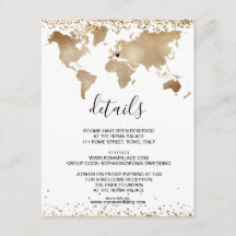 結婚の宛先ワールドマップ金ゴールドリムーバブルハート