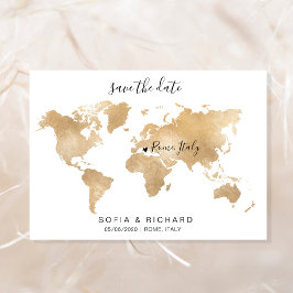 結婚の宛先ワールドマップ金ゴールドリムーバブルハート 招待状