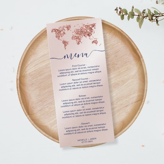 結婚の宛先金ゴールドグリッターワールドマップハート メニュー