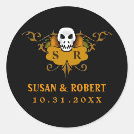 結婚の封筒シール – ハロウィーンスカル ラウンドシール