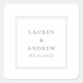 結婚の封筒用シールグレイ・ミニマモダンリスト スクエアシール
