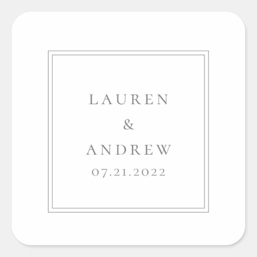 結婚の封筒用シールグレイ・ミニマモダンリスト スクエアシール (正面)
