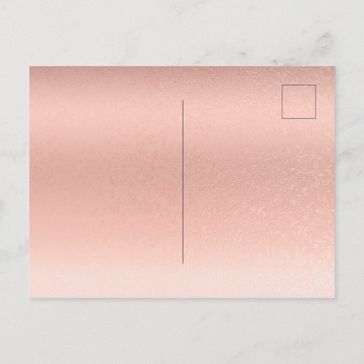 結婚の小型化トレンディータイポグラフィバラ金ゴールド 案内ポストカード (裏面)