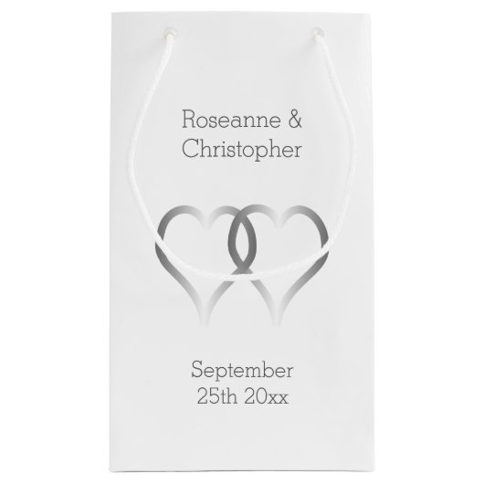 結婚の小抱き枕銀ハート スモールペーパーバッグ (裏面)