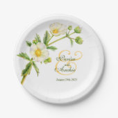 結婚の岩バラアートカスタム紙プレート ペーパープレート (正面)