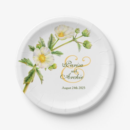 結婚の岩バラアートカスタム紙プレート ペーパープレート (正面)