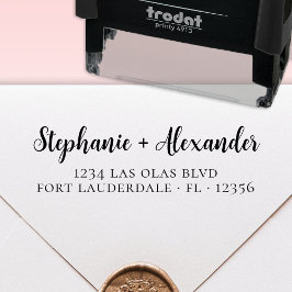 結婚の差出人住所エレガントスクリプトの自動手書き セルフインキングスタンプ