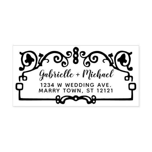 結婚の差出人住所名のヴィンテージフレ華美ーム セルフインキングスタンプ (デザイン)