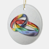 結婚の平等のための虹の結婚指輪 セラミックオーナメント (左)