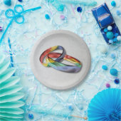 結婚の平等のための虹の結婚指輪 ペーパープレート (パーティー)