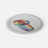 結婚の平等のための虹の結婚指輪 ペーパープレート (アングル)