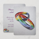 結婚の平等を象徴する虹色の結婚指輪 招待状 (正面/裏面)