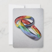 結婚の平等を象徴する虹色の結婚指輪 招待状 (正面)