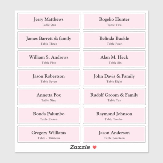 結婚の座席表ゲスト名テーブル番号スティック シール (シート)