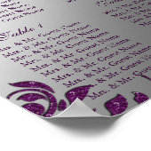 結婚の座席表シルバーパープル葉ズキラリ ポスター (角)