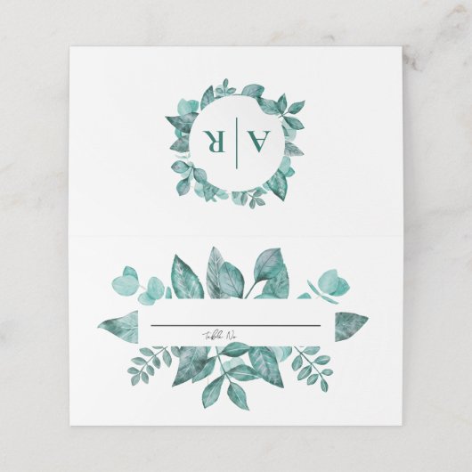 結婚の座席表ティール（緑がかった色） プレイスカード (外部開封)