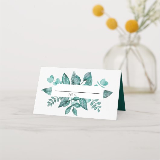 結婚の座席表ティール（緑がかった色） プレイスカード (正面)