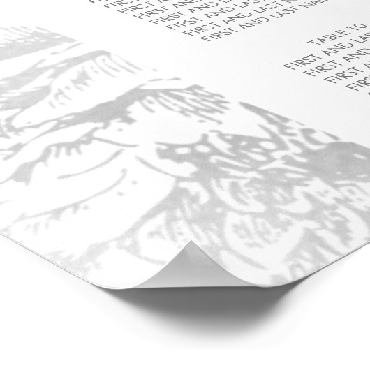 結婚の座席表モダンシンプルフローラ銀 ポスター (角)